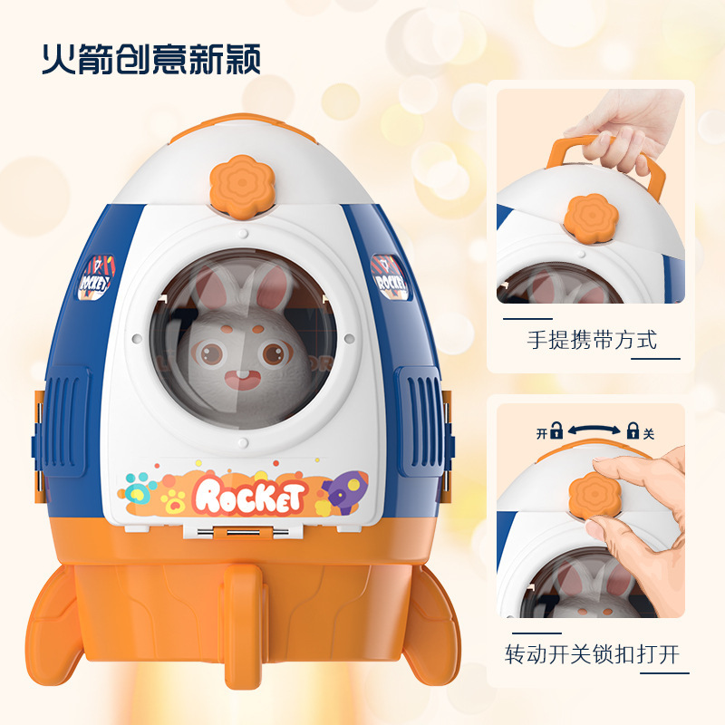 Cross-border Bowa Interstellar Rocket Backpack, children's pet House play toys, Rabbit Beauty Salon simulation dogs and cats details Picture