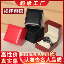 Source factory black round corner watch box pu leather watch box Leather watch box Jewelry box clamshell watch box cross-border wholesale