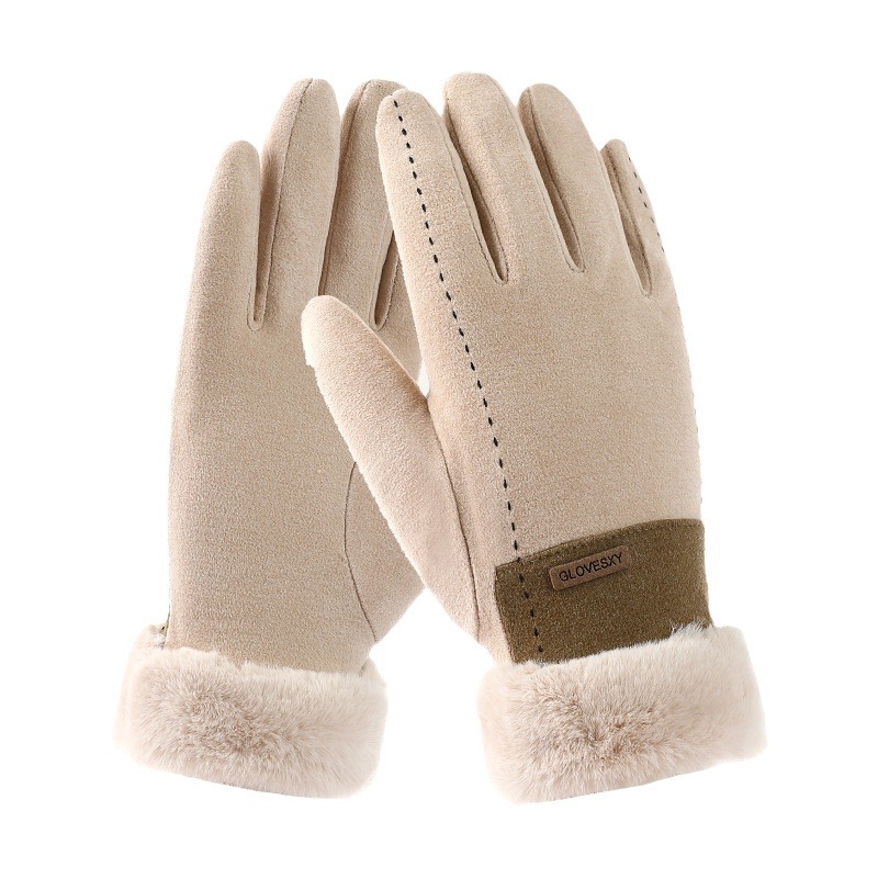 Warm Gloves Women's New Winter Can Touch Screen Plus Fleece Thick Gloves Winter Riding Cold And Warm Finger Gloves Item Picture