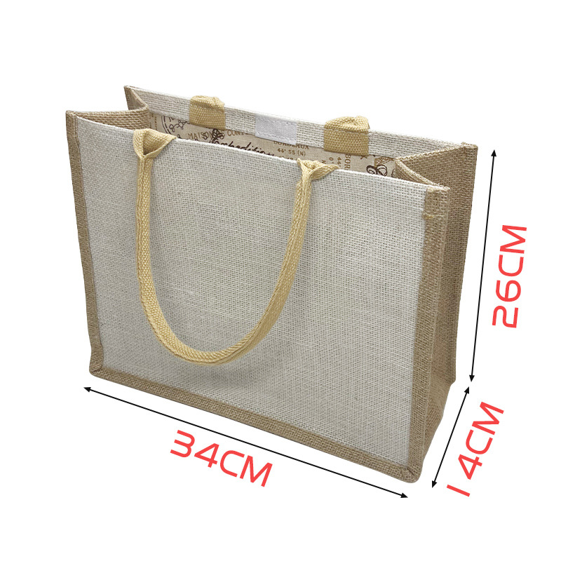 Simple Non-Printed Linen Tote Bag Can Be Customized Logo Hand Bill Shoulder Shopping Bag Gift Jute Cotton Sack Application Scenario