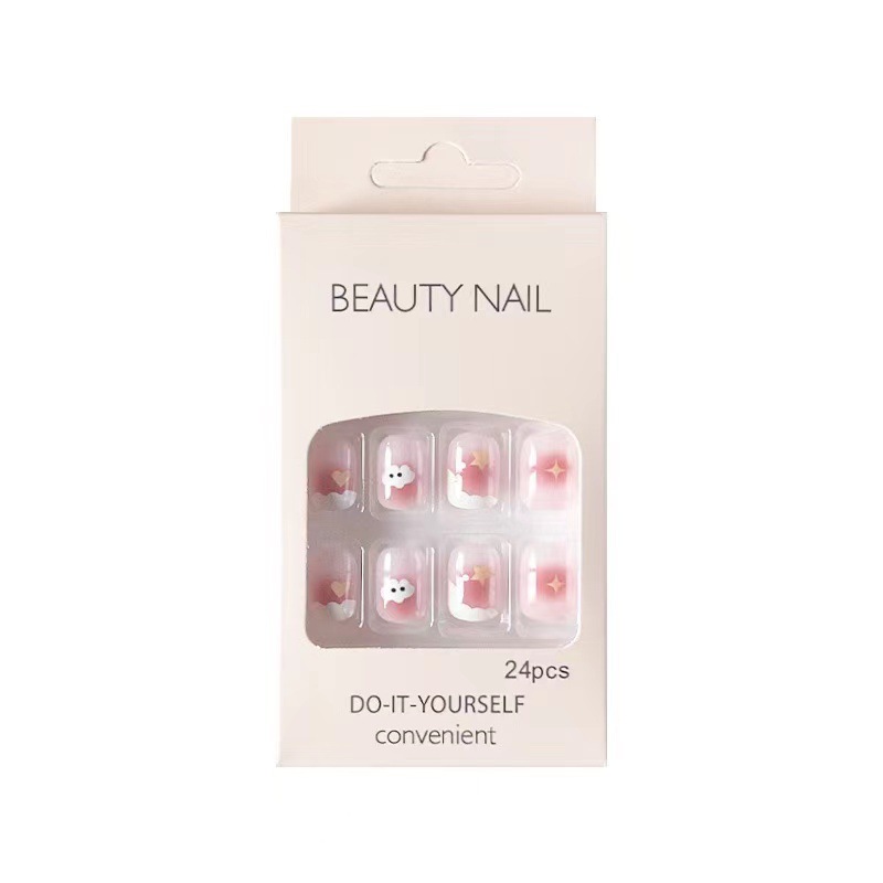 The same style of wearable nail nails as Xiaohongshu, ins high-end pure and elegant wearable nail nail stickers, short and medium-long styles for students Item Picture