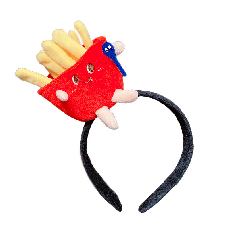 Fun simulation hot dogs, hamburgers, French fries, hair bands, cartoon plush children, babies, creative and funny costumes, performance hair accessories Application Scenario