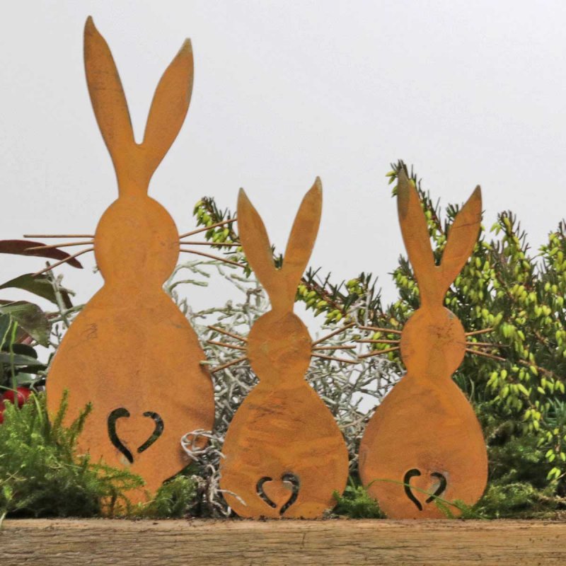 跨境生锈的兔子复活节铁艺兔子彩蛋剪影十字架花园插件庭院装饰品图