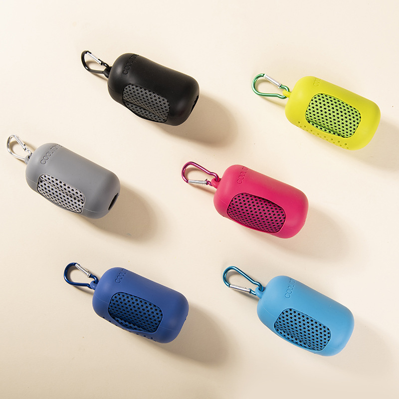 外贸创意便携迷你硅胶套装冷感毛巾户外降温冰凉巾速干健身毛巾