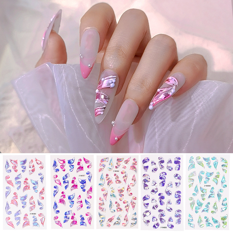 Cross border popular Nail decals 5D Nail stickers embossed Nail stickers 5D three-dimensional ribbon nail stickers