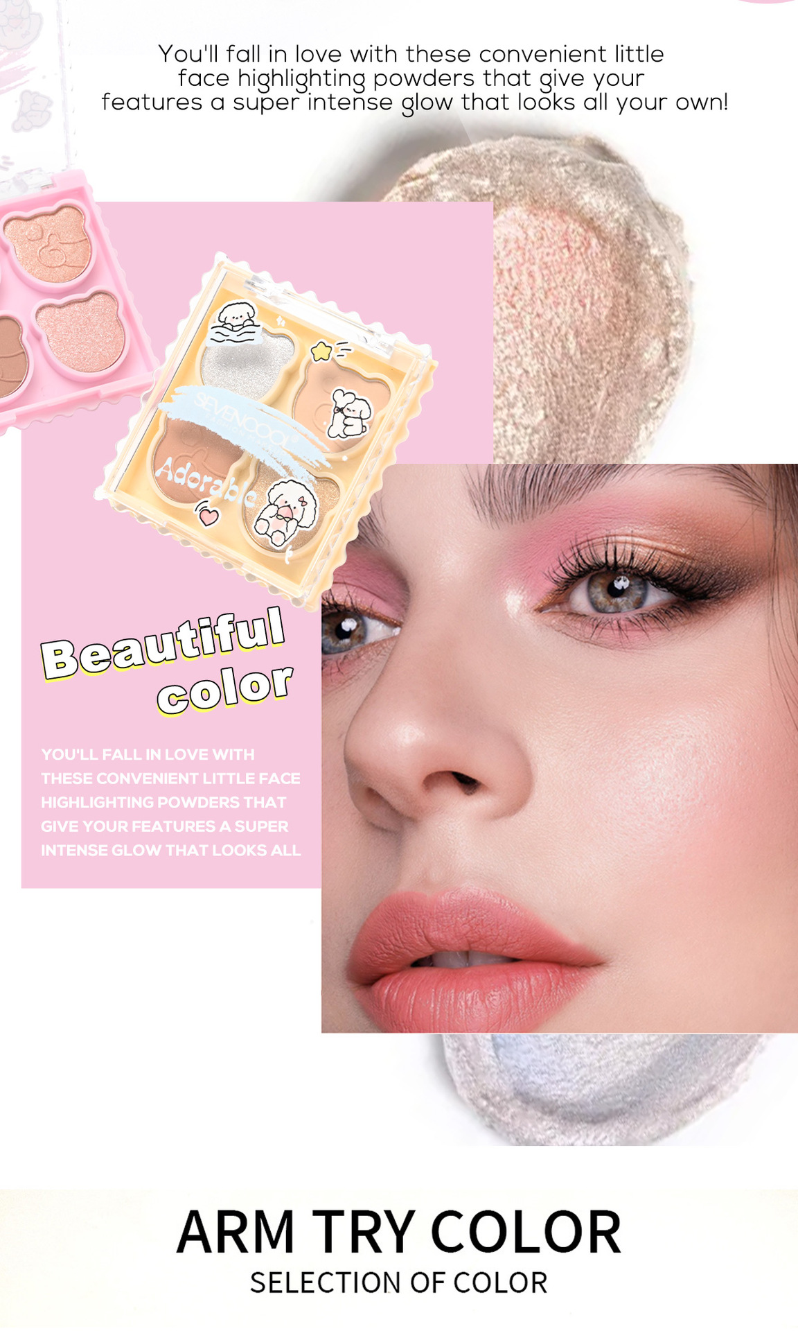 SEVENCOOL Contouring High-gloss one-piece Set: Earth tone matte high-gloss easy to apply stage makeup, exclusively for export pic 6