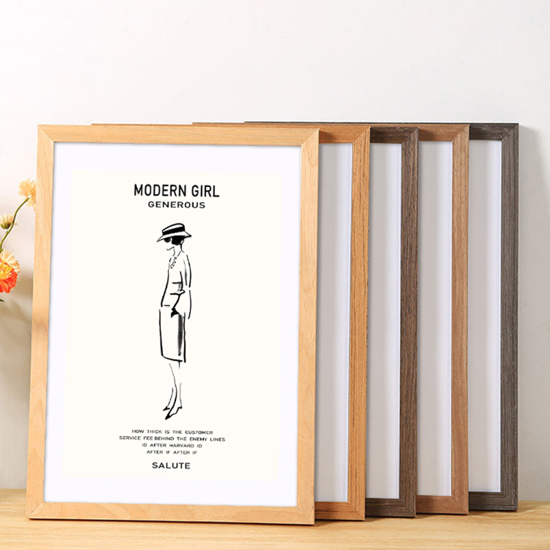 原木色相框挂墙实木画框装裱a3a4纸油画4k8k八开12寸16大木质框架