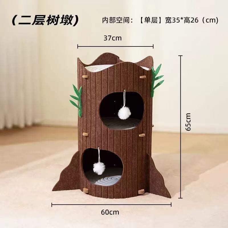多层猫爬架猫窝一体猫咪树洞双层四季通用多猫家庭毛毡板幼猫别墅详情14