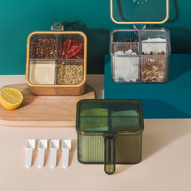 The four-compartment detachable and washable kitchen four-in-one seasoning box set