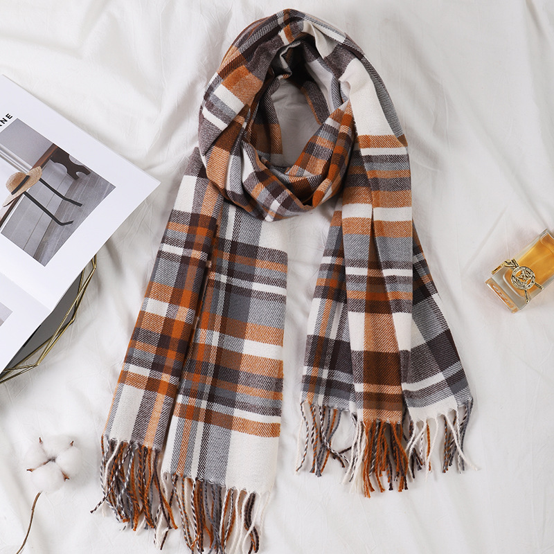 Classic British Plaid Scarf For Women Autumn-Winter Vintage Fashion Thickened Warm Shawl Korean Version Of The Tassel Bib Specification drawing