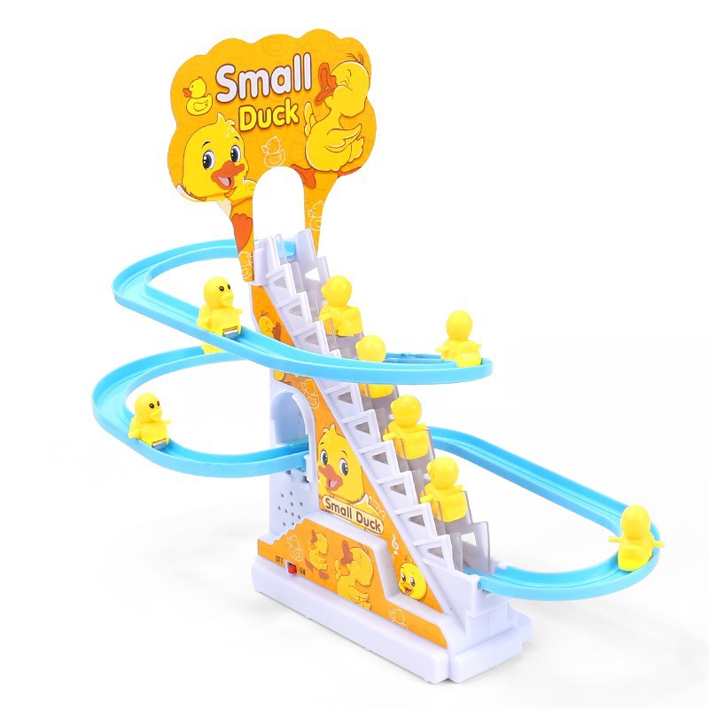 抖音同款小鸭子爬楼梯儿童电动轨道车益智力玩具小黄鸭滑滑梯地摊详情图5