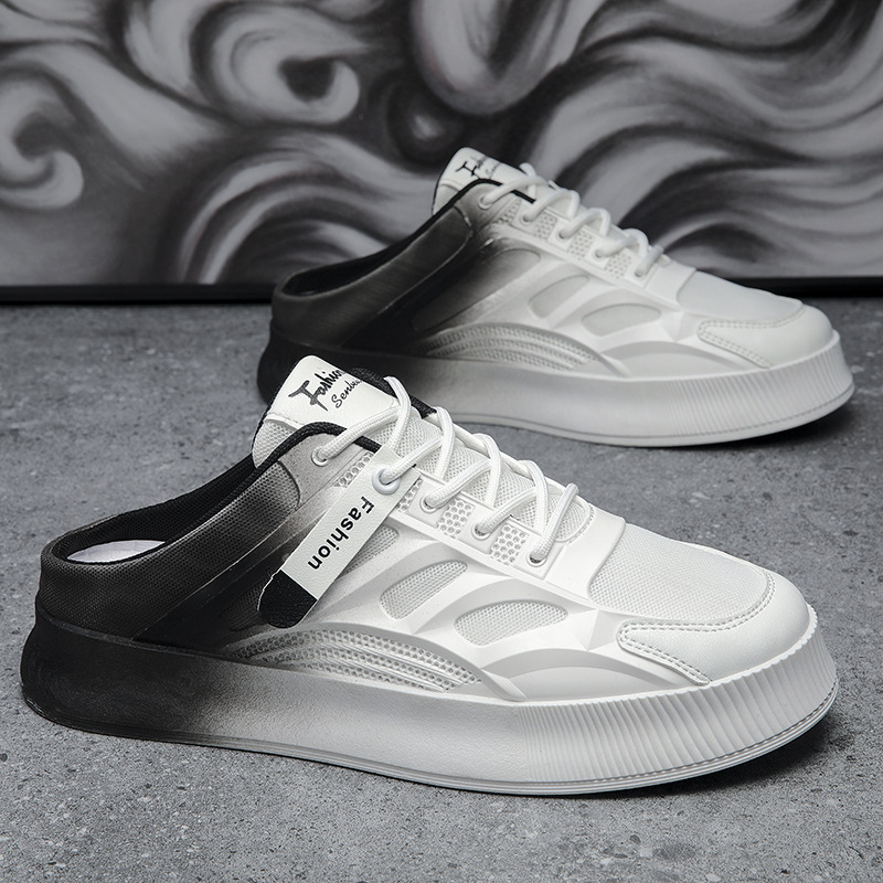 夏季男鞋2025春季新款简约一脚蹬懒人鞋高颜值半拖鞋百搭休闲潮鞋