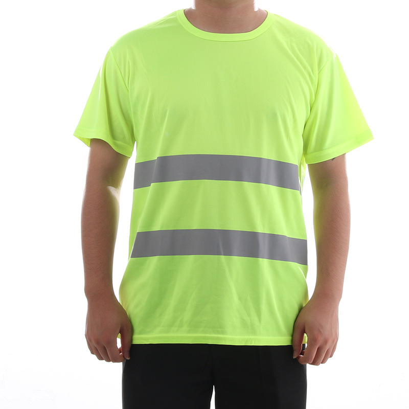 热转印反光tshirt 施工地荧光色短袖T恤户外警示上衣反光衣工服衫