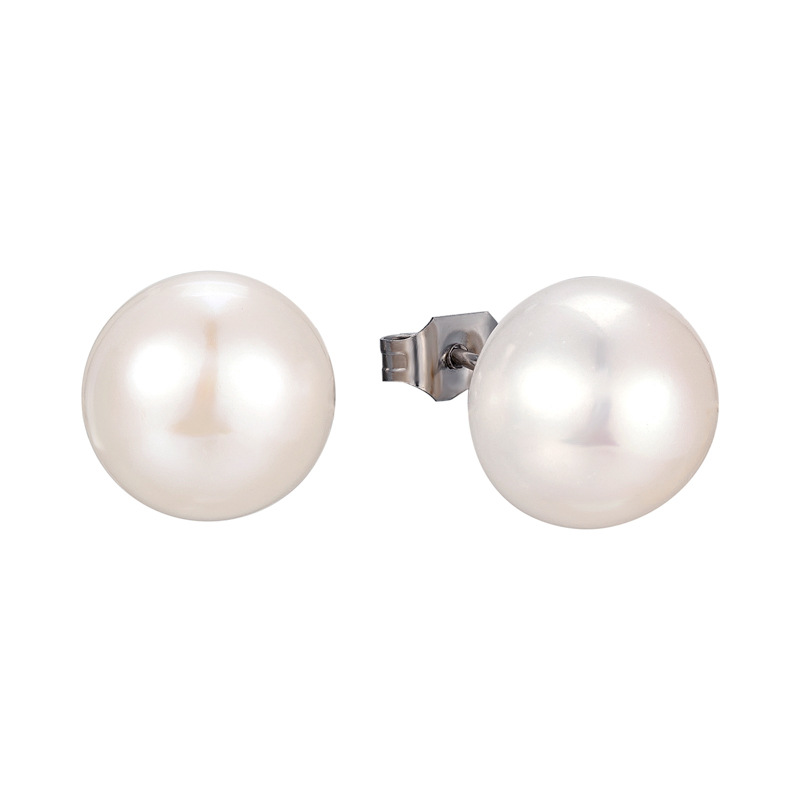 Freshwater pearl stud earrings, high-end and niche earrings, summer ins titanium steel stud earrings for women wholesale Item Picture