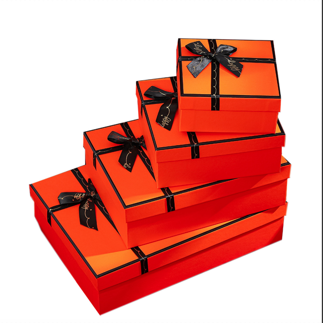 现货橙色蝴蝶结礼品盒 天地盖大号礼物包装盒口红化妆品伴手礼盒详情图5