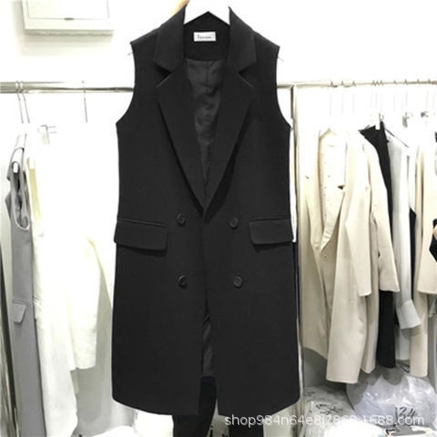 The mid-length women's 2023 spring collection, new women's spring and autumn sleeveless waistcoat, slimming suit waistcoat details Picture