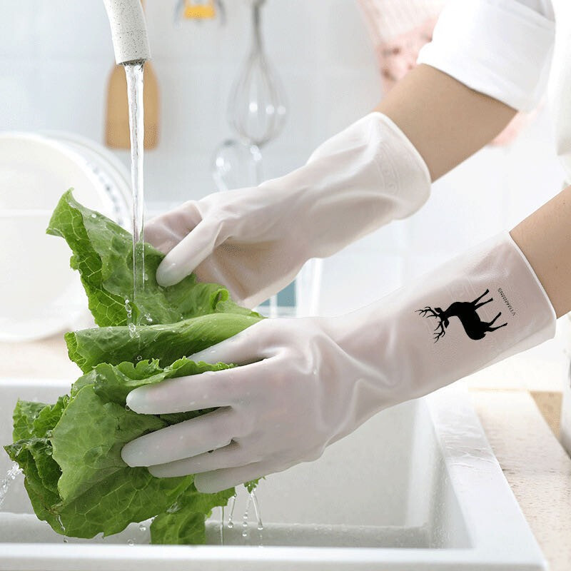 Dishwashing gloves Women's durable household kitchen latex thickened cleaning artefact Household laundry rubber leather waterproof