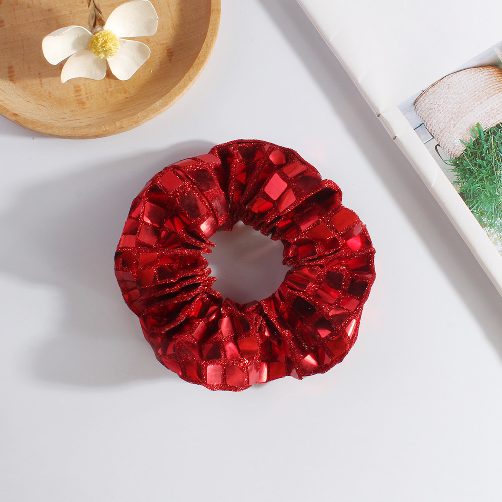 Wholesale of new cross-border square sequined large intestine hair band, high-elasticity ponytail for women, high-end fabric hair tie and hair accessory pic 10