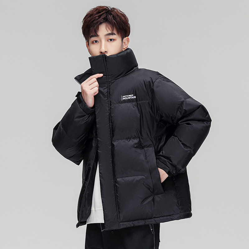 Winter new men's Korean-style contrasting color stand-up collar thickened warm 90 white duck down down jacket, the same style as the trendy Internet celebrity coat Specification image
