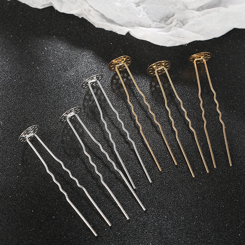 New style double-strand U-shaped hairpins with holes, retro and simple DIY hairpins, hairpins, hairpins, headwear and accessories wholesale