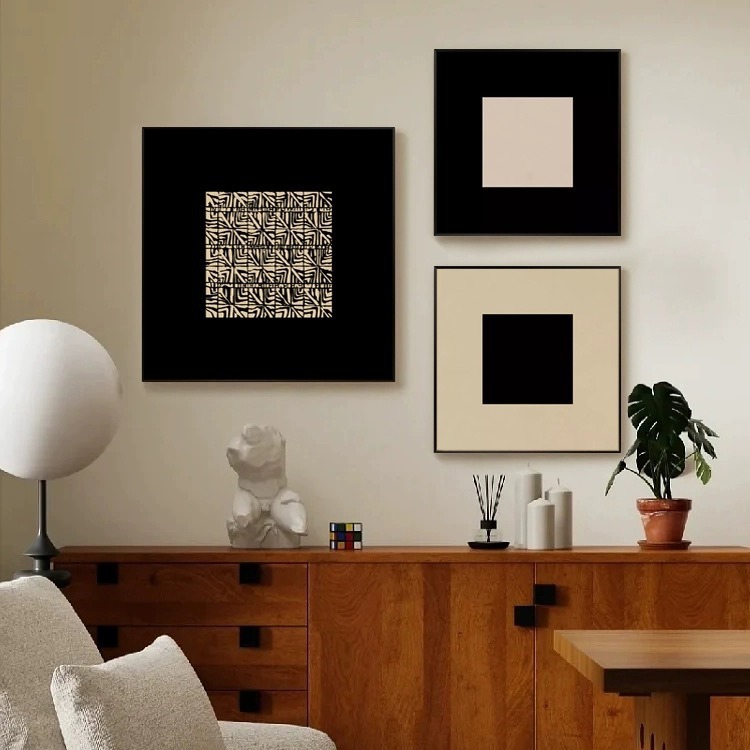 侘寂风创意老钱风客厅装饰画法式复古餐厅玄关艺术挂画书房壁画