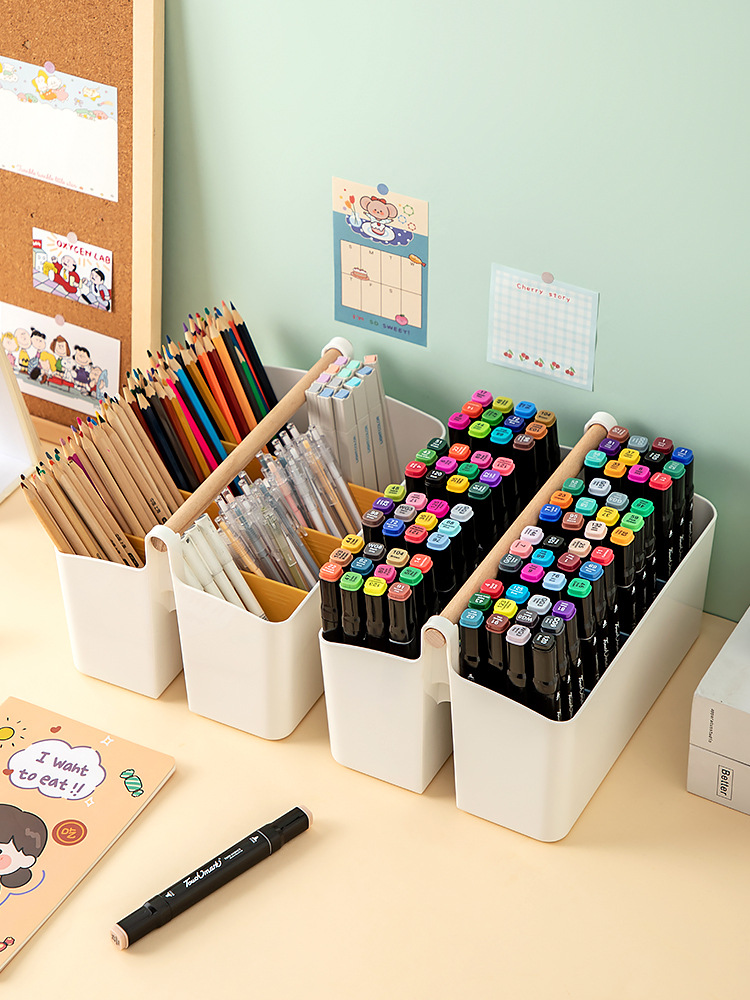 Portable multi-compartment pen holder storage rack, pencil and watercolor pen storage rack, freely combinable, zoned, multi-functional storage