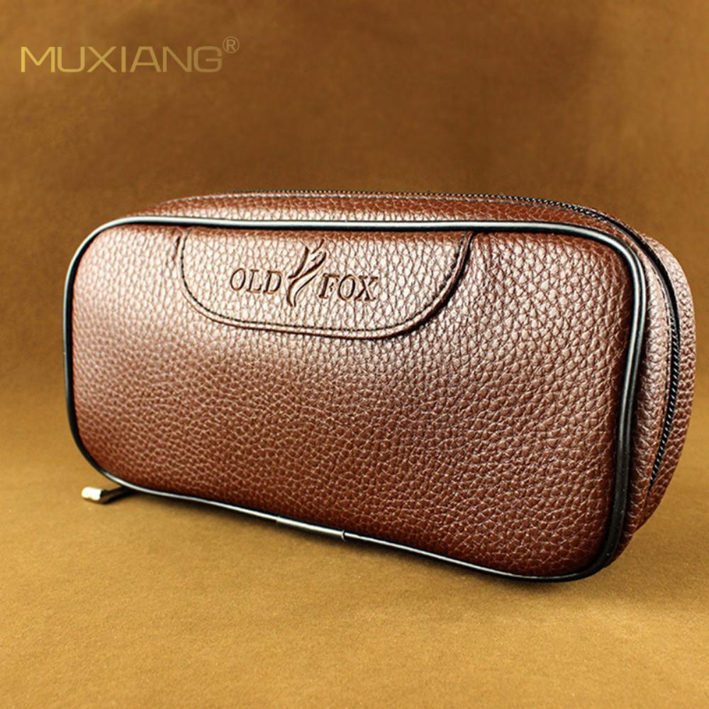 木香棕色烟斗收纳包双烟斗包内附烟叶烟丝袋 厂家皮质烟具收纳包