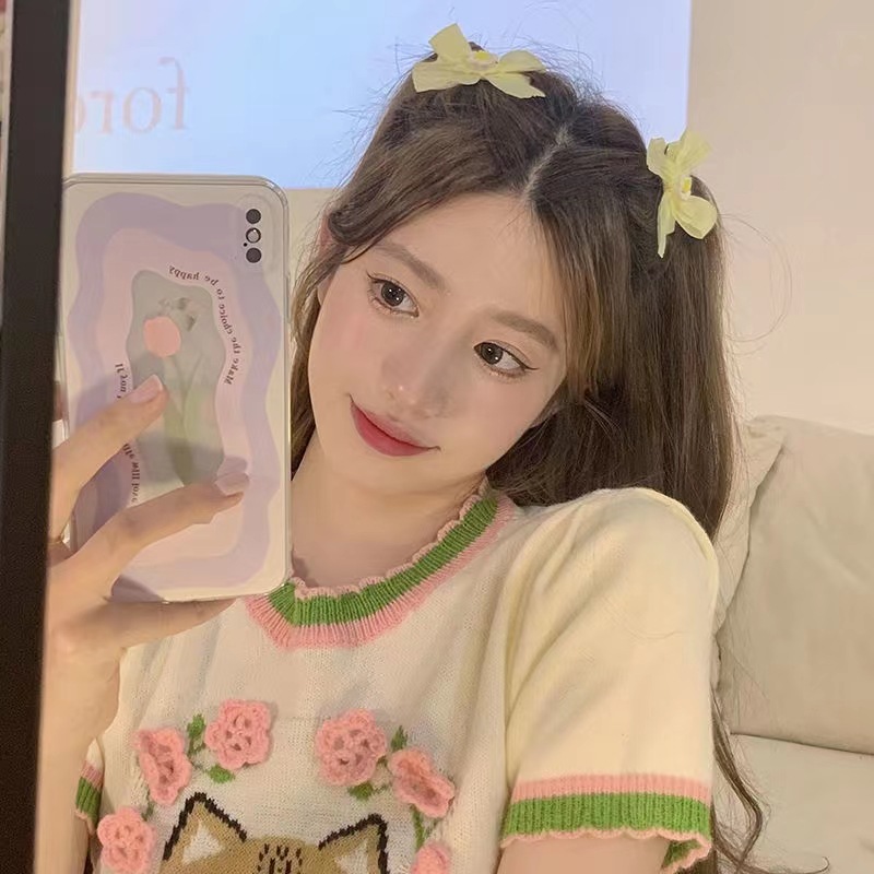 Summer Super Fairy Bow Hairpin Design Sense Niche Small Hairpin Edge Clip Back Side Headdress Clip Hairpin Hair Accessories Specification drawing