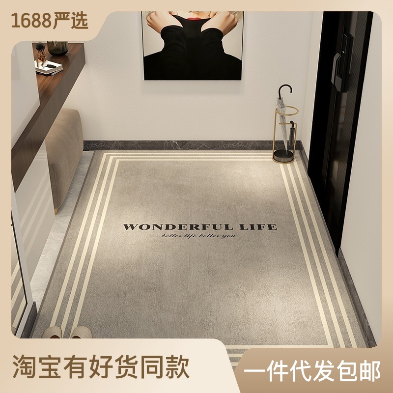 Nordic Light Luxury Household Dirt Resistant Wear-Resistant Door Mat Non-Slip Easy Care Crystal Velvet Mat Door Mat