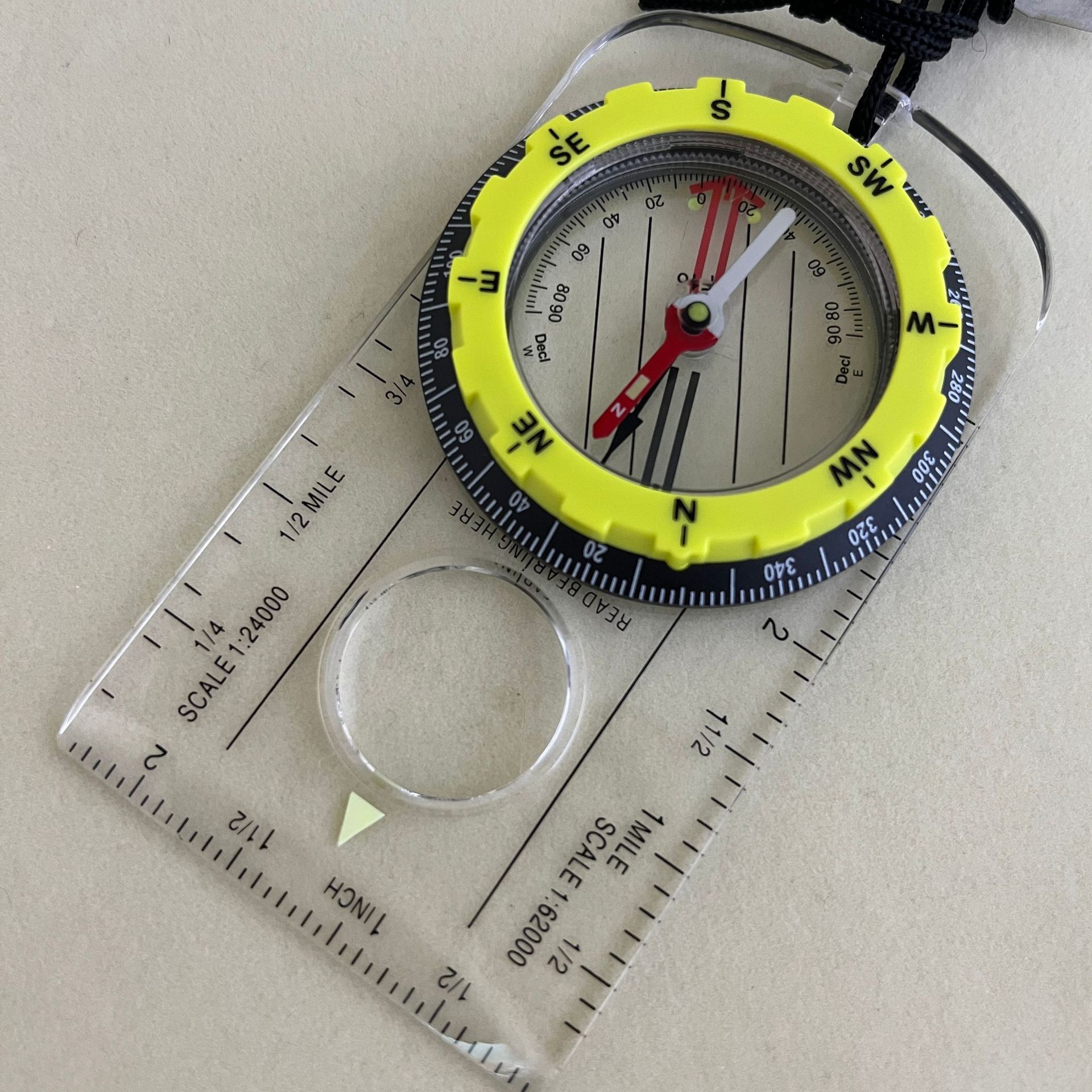 Outdoor map compass with magnifying glass scale lanyard slope meter compass gift manufacturer direct supply Item Picture