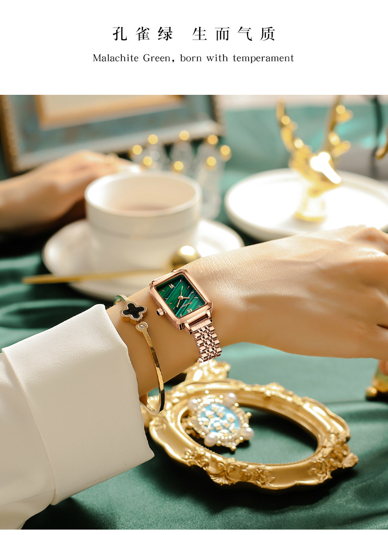 小绿表抖音直播爆款瑞士品牌方形女士手表学生韩版石英表一件代发详情10