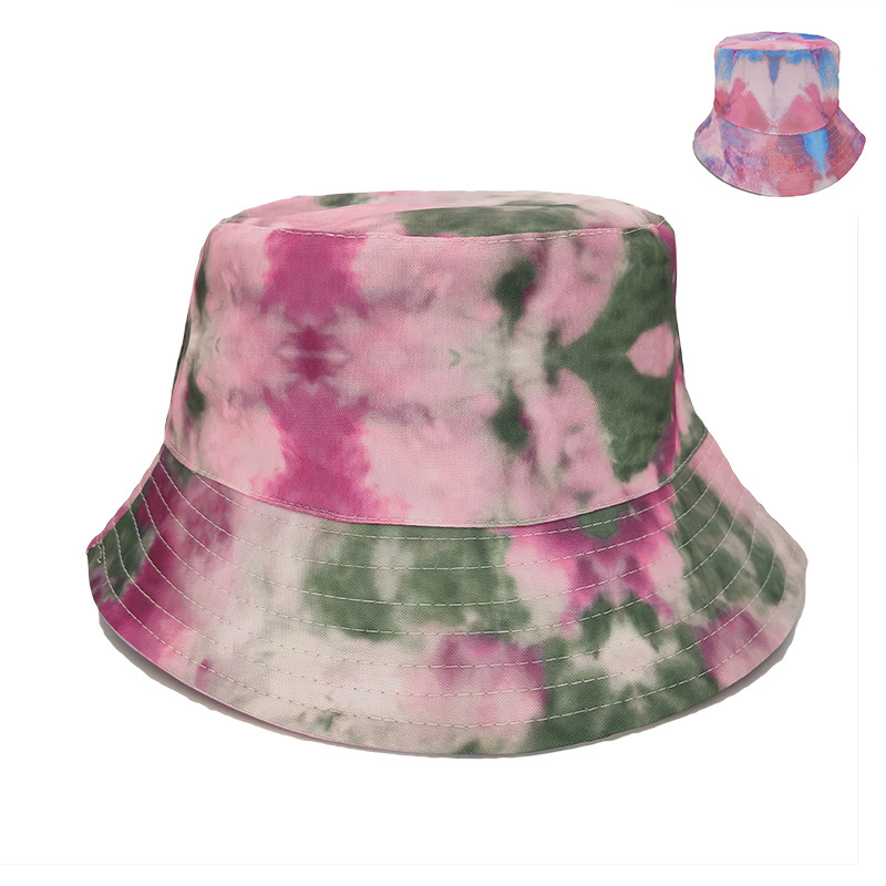 Double-sided tie-dyed fisherman hats for foreign trade, fashionable trend for men and women, double-sided basin hats, outdoor casual sun hats for spring and summer Specification image