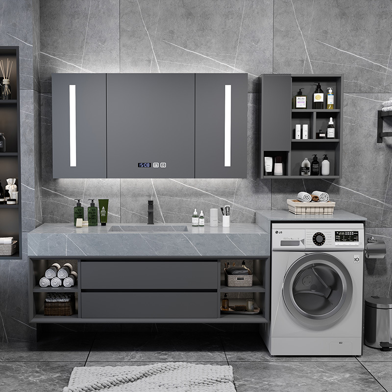 轻奢岩板阳台一体洗衣机柜组合北欧智能卫生间洗漱池洗手洗脸盆柜
