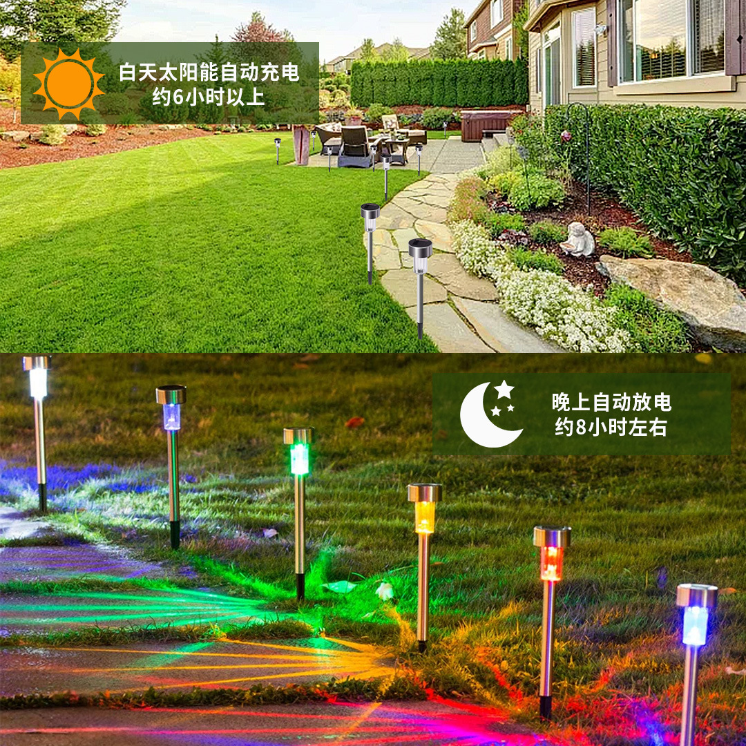 Cross-Border New Solar Small Tube Lights Plastic Led Ground Plug-In Lights Garden Lights Villa Outdoor Waterproof Lawn Lights details Picture