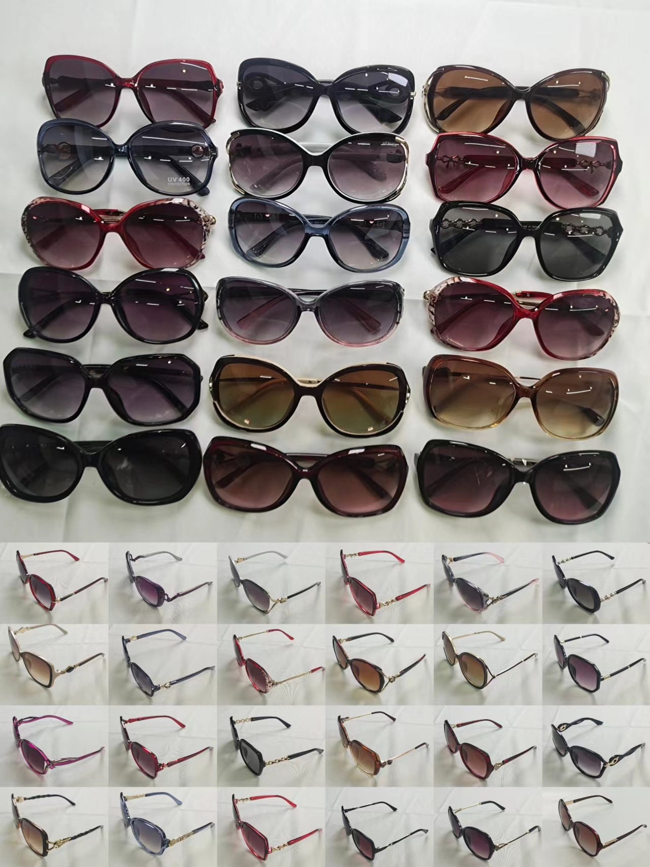 Wholesale of women's sunglasses, fashionable and trendy sunglasses, mixed batch of over a hundred styles, running around the streets and setting up street stalls, mixed batch of sunglasses