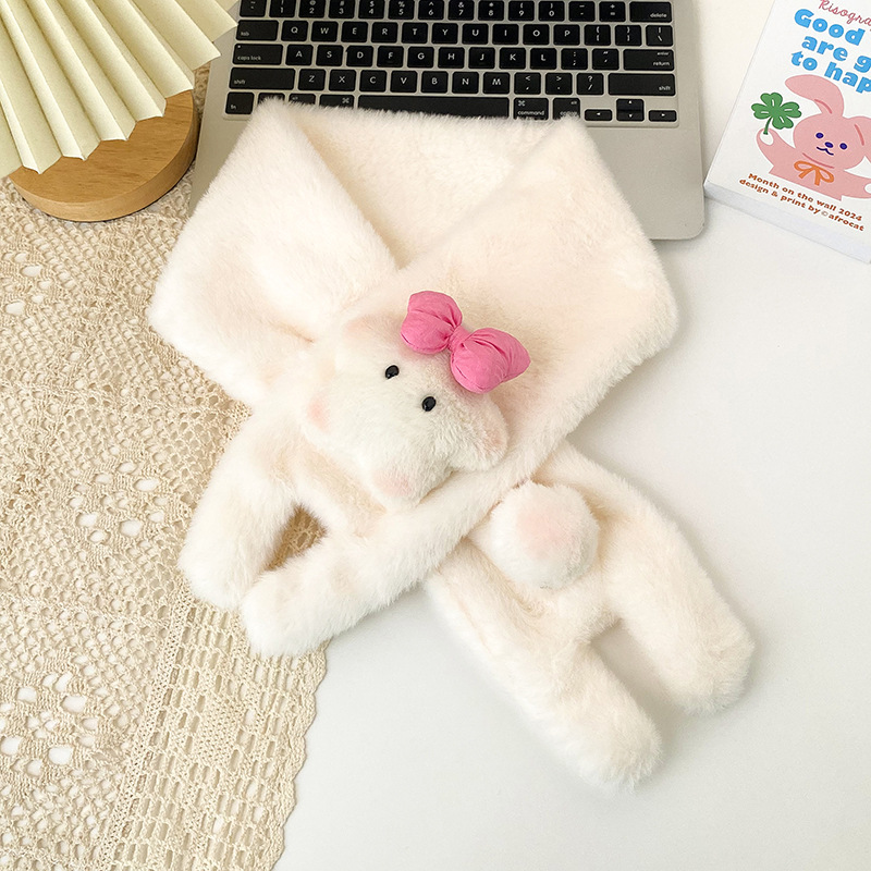 Cute cartoon star doll gloves for girls in winter, thickened, fluffy and warm cycling and driving gloves Specification image