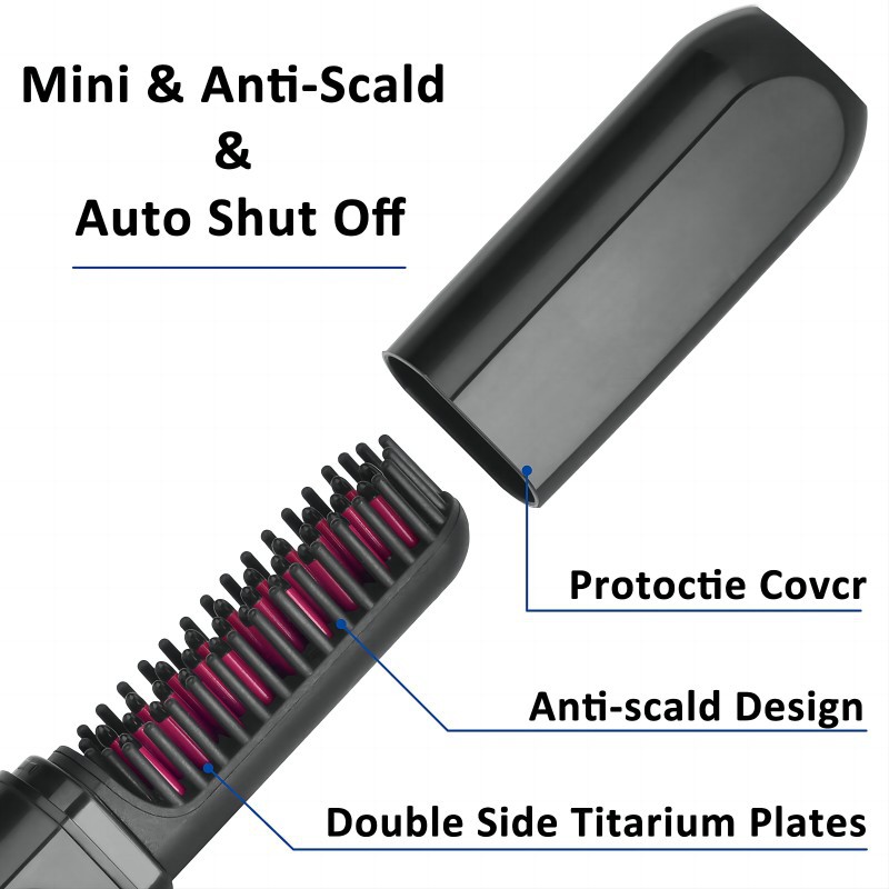 Men's beard comb, women's straight hair comb, curling iron, electric heating beard brush, portable travel styling comb Specification image