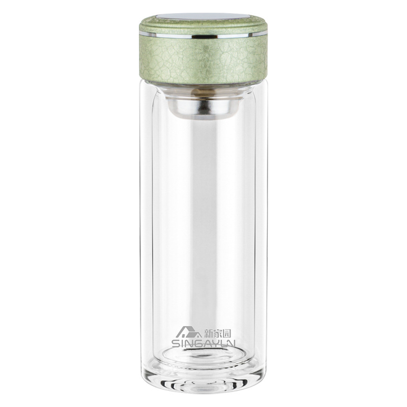 Shanghai Xinjiayuan Double-layer insulated glass Cup with filter, portable anti-drop transparent insulated office tea cup Item Picture