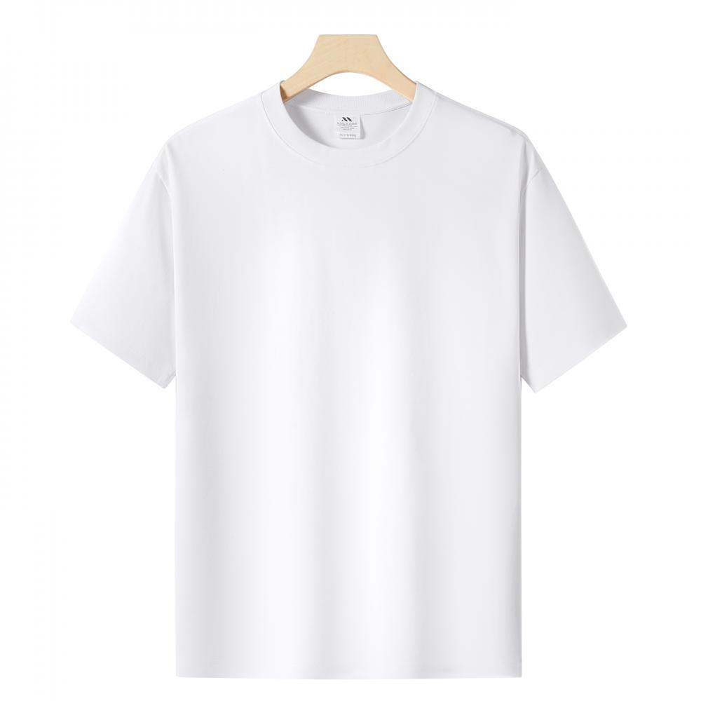 New 230G summer Lyocell cool loose men's short-sleeved T-shirt, men's solid-color top wholesale, cross-border export details Picture