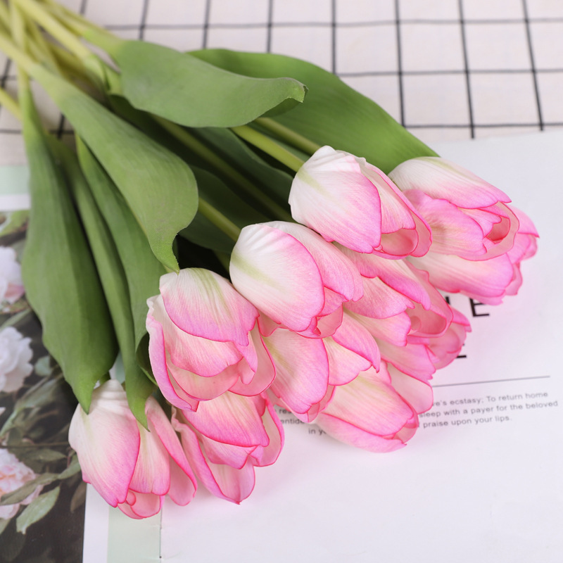 Finished Tulip Simulation Flower Wet Senior Wedding Decoration Fake Wedding Simulation Tulip Plastic Flower Application Scenario