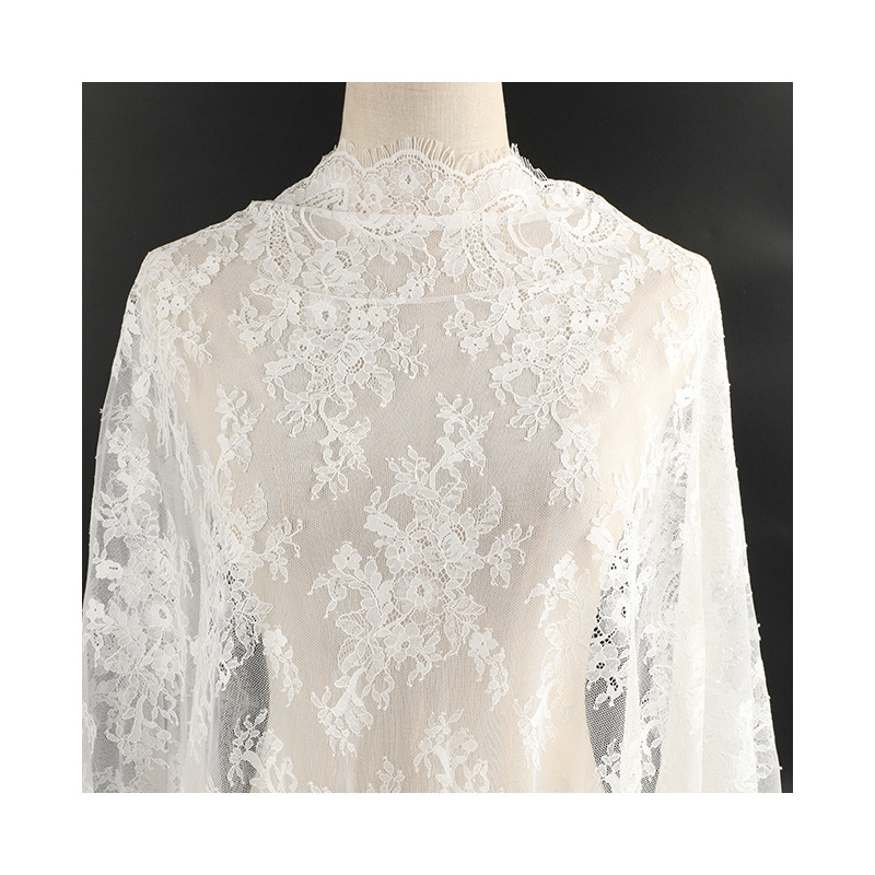 Jinmian eyelash lace fabric 2025 new solid color lace fabric fashionable dress lace clothing fabric Item Picture