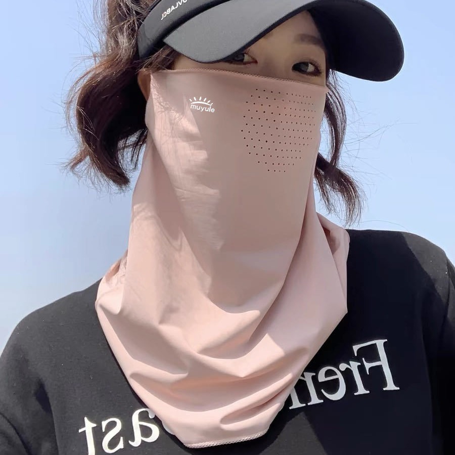 Summer sun protection face mask, women's outdoor full face neck guard, neck wrap, one-piece ear-hanging neck cover myl Application Scenario