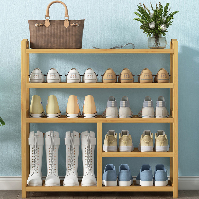 Household storage rack, bamboo shoe rack, simple multi-layer economical type, door, dormitory, living room, solid wood small shoe cabinet