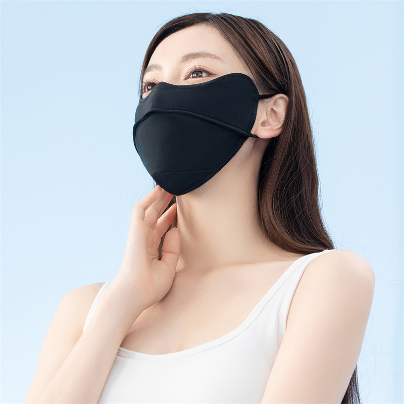 防晒面罩/阀门口罩/冰丝面罩/口罩防晒/防护面罩白底实物图