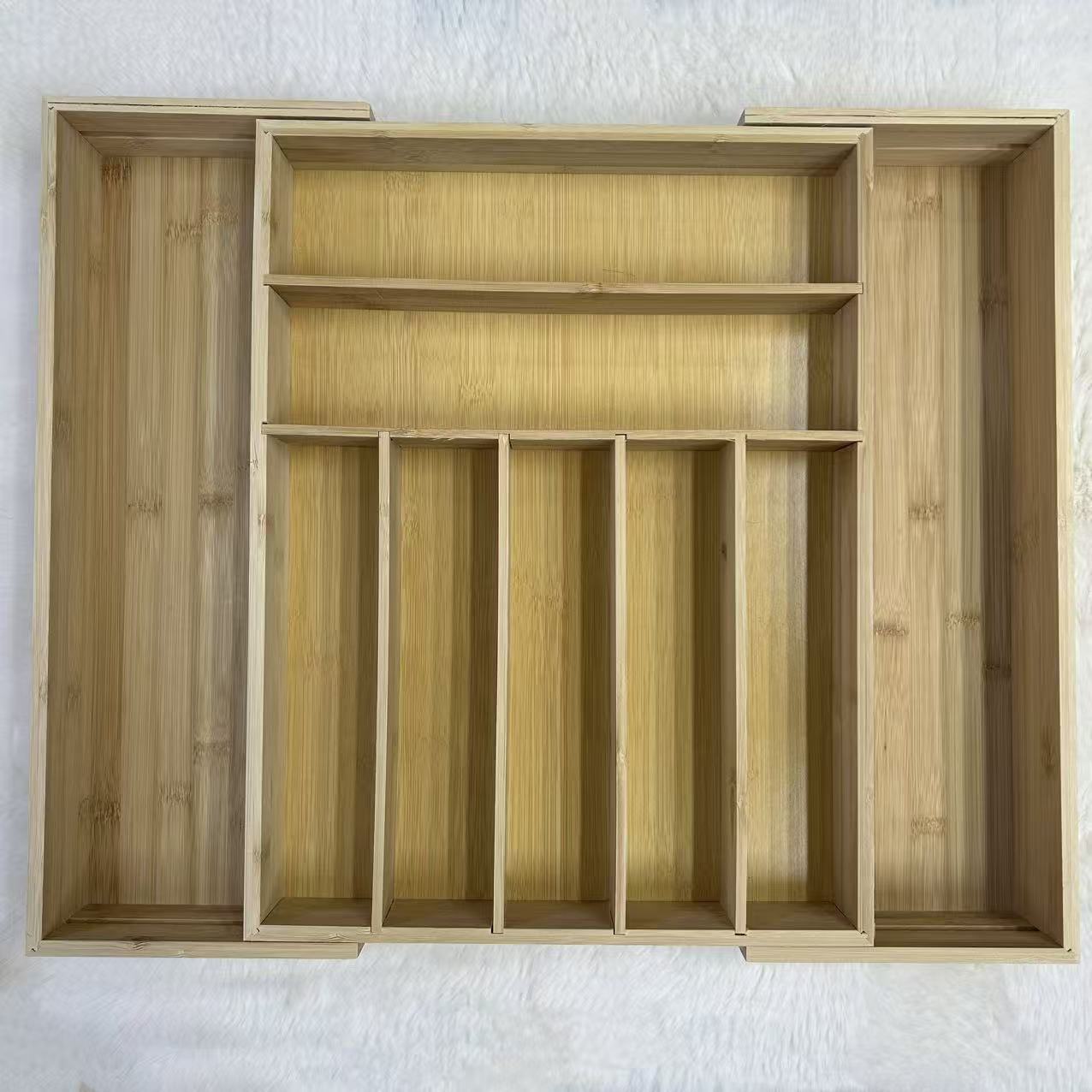 跨境新品竹制可伸缩厨房餐具收纳盒分隔筷子日式刀叉刀具储物整理