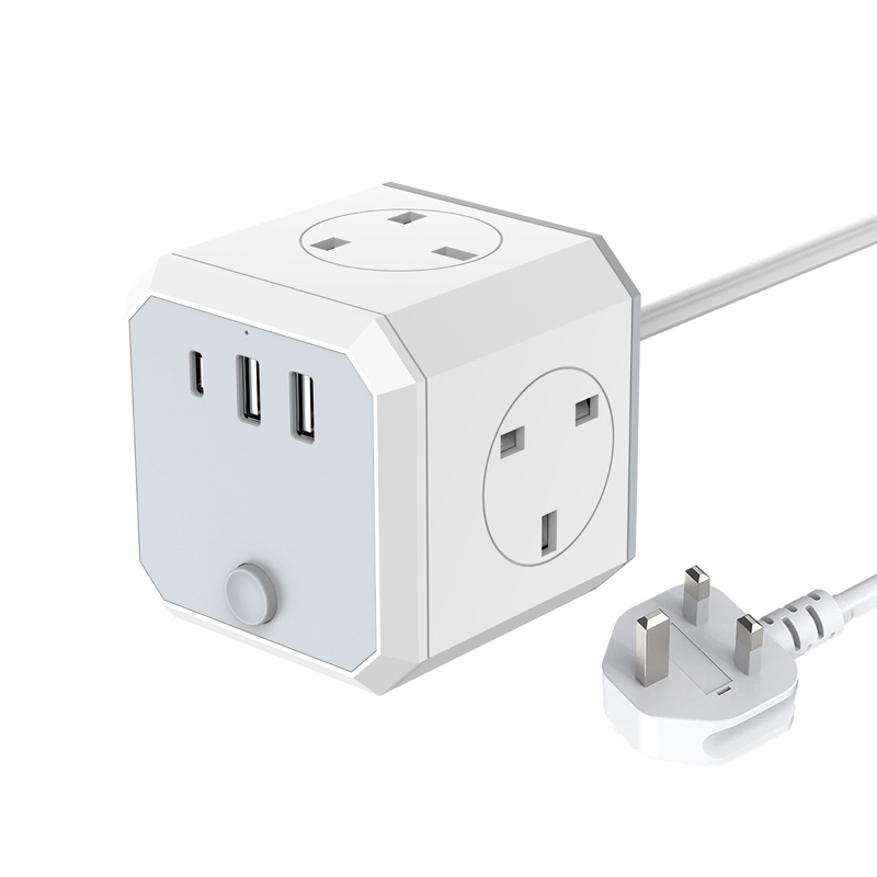欧美系列带USB TYPE-C英规魔方接线插座 美标德标多功能家用排插