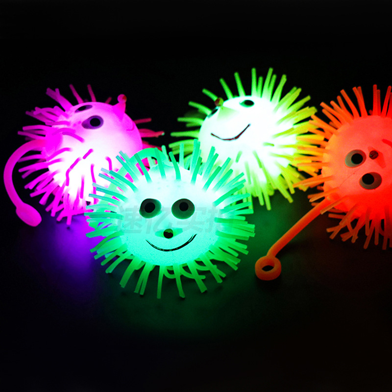 Luminous Hedgehog Fur Ball Colorful Inflatable Soft Silicone Caterpillar Flash Vent Ball Children's Toys Classic Huaixing 6666 Children's Toys Specification drawing