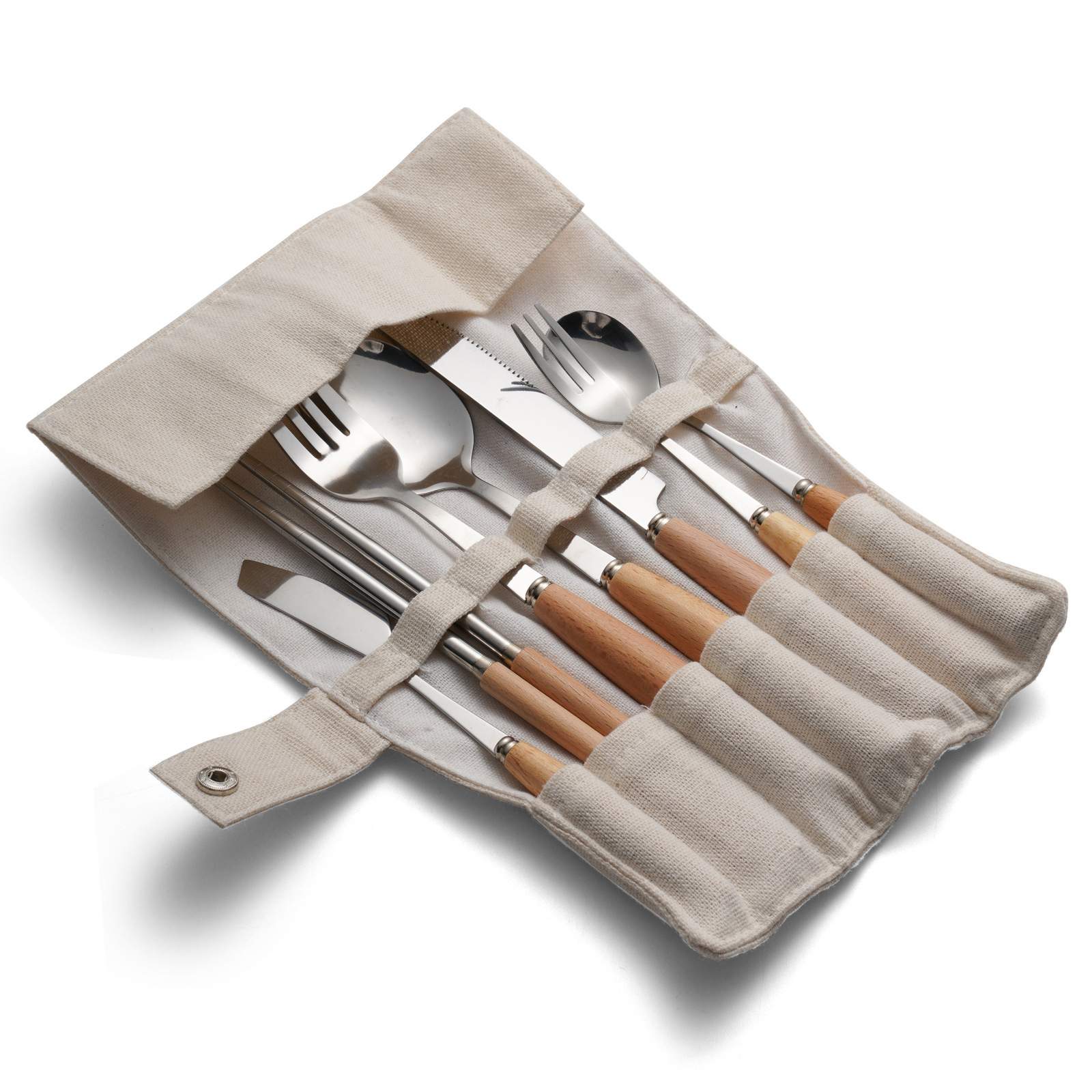 Stainless Steel Knife, Fork And Spoon Set Japanese Simple Wooden Handle Tableware Western Knife And Fork Coffee Spoon Dessert Spoon Wholesale Application Scenario