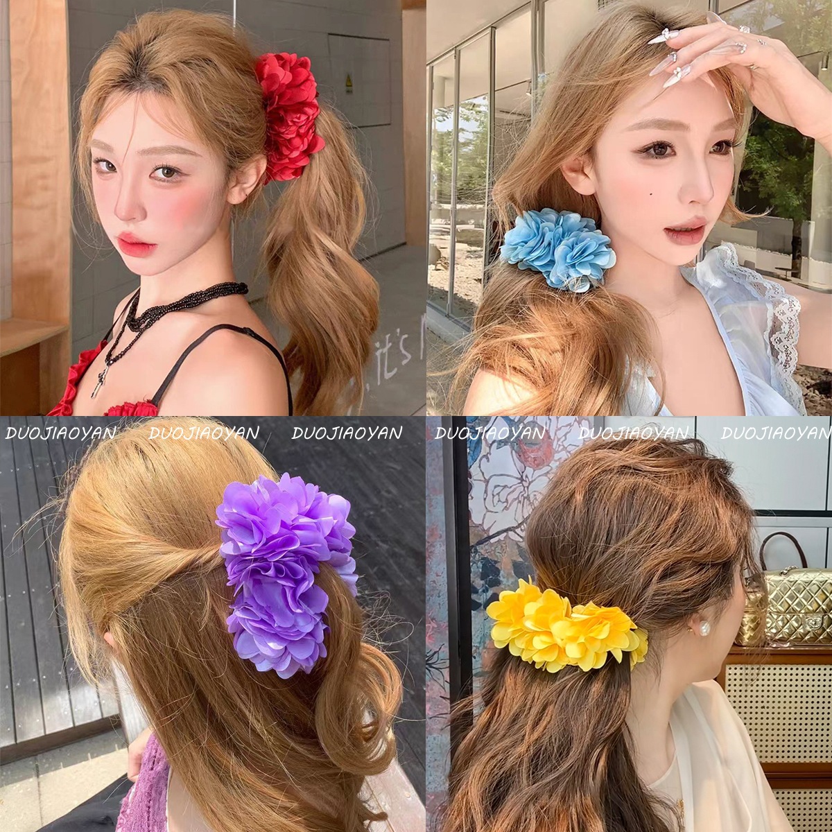 The popular yellow banana clip for summer outings is a super fairy-like simulation flower clip with a high-end feel. It's a perfect clip for taking photos outside Specification image