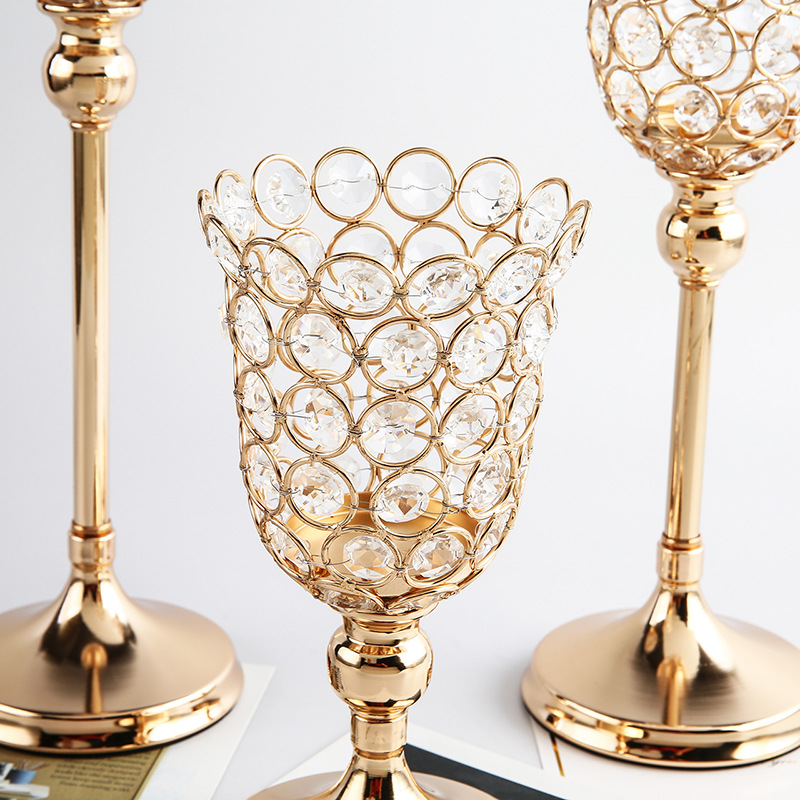 Cross-Border European Crystal Candlestick Romantic Wedding Wedding Metal Decoration Home Hotel Candlelight Dinner Props Decoration details Picture